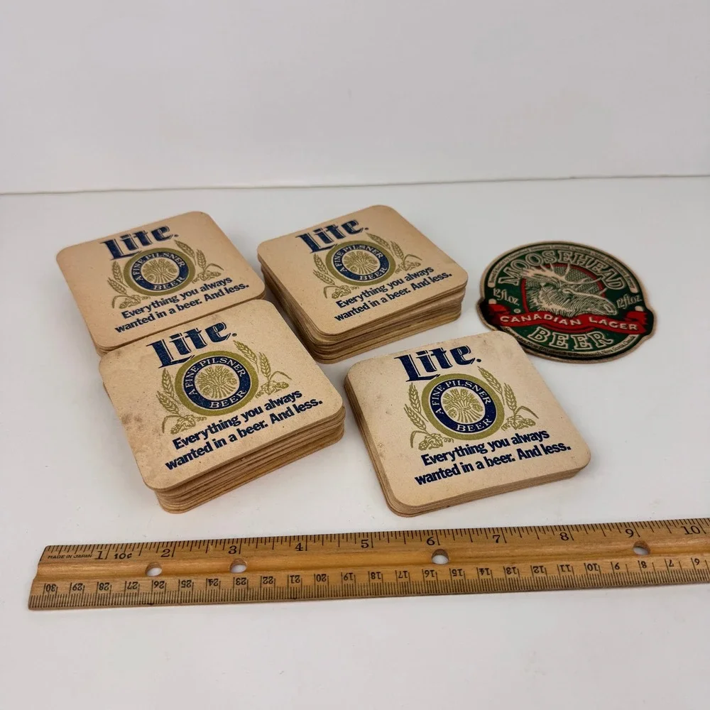 Vtg lot of 68 Miller Lite Thin Cardboard Beer Coaster Fine Pilsner Collect‎ READ